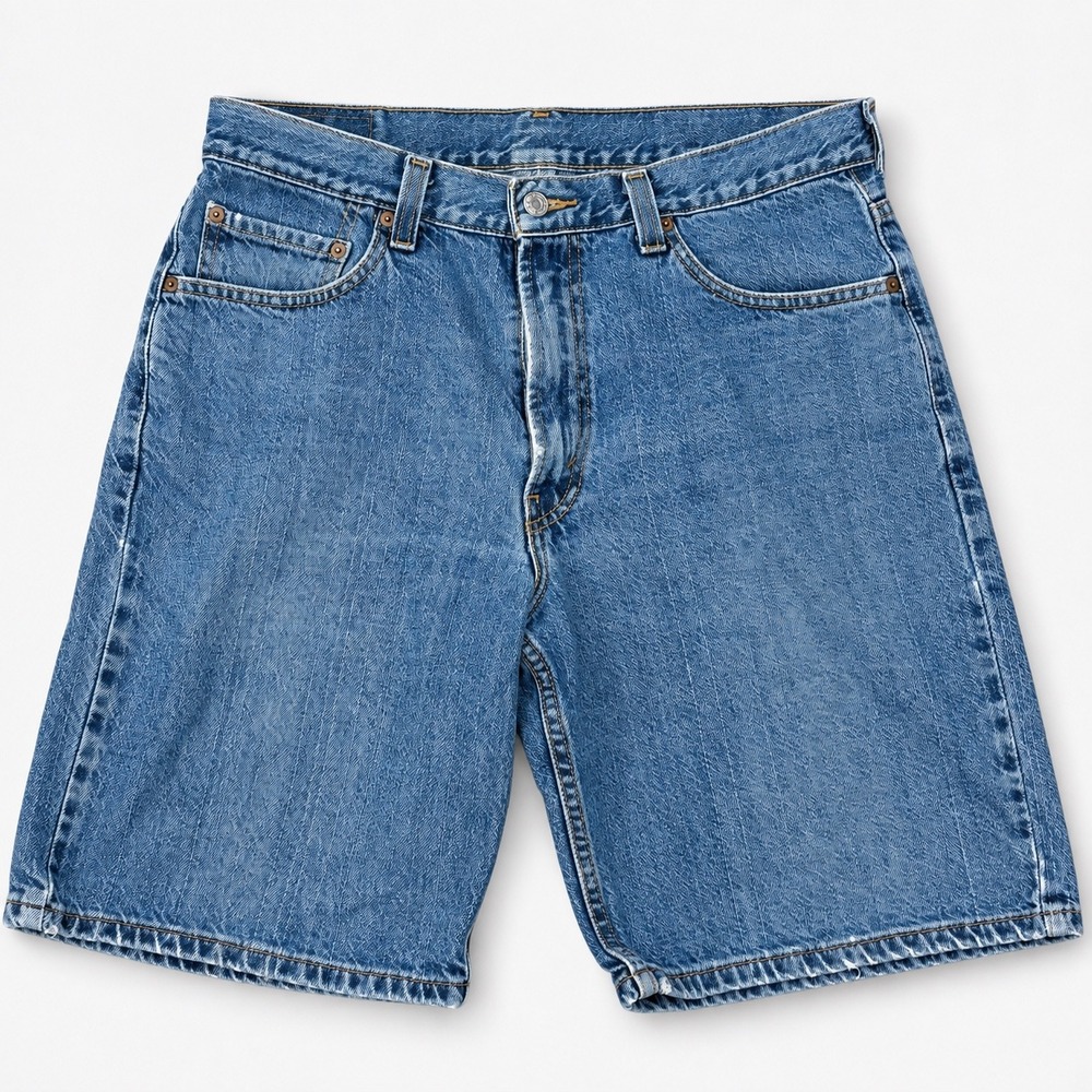 Levis 550 Mens Relaxed Fit Denim Shorts Blue Mid Wash W34 Vintage Style